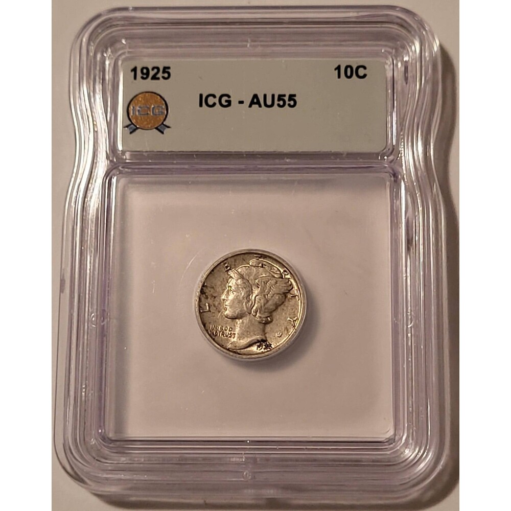 1925 Mercury Dime AU55 ICG